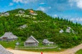 Wooden huts at Velika Planina mountains in Slovenia Royalty Free Stock Photo
