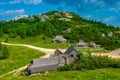 Wooden huts at Velika Planina mountains in Slovenia Royalty Free Stock Photo