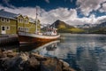 Wooden Icelandic fishing boat in SiglufjÃÂ¶rÃÂ°ur bay