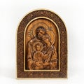 Wooden icon Holy Family on an isolated background Royalty Free Stock Photo