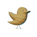 Wooden icon with legs and eye, character, object, bird