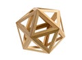 Wooden icosahedron on white background