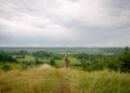 Wooden idol  on a background of blue sky Royalty Free Stock Photo