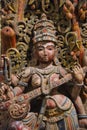 Wooden idol of Goddess Saraswati, Egmore, Chennai, India. Located at the Government Museum or Madras Museum