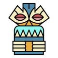 Wooden idol icon color outline vector Royalty Free Stock Photo