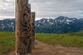 Wooden idols on the peninsula of Kamchatka