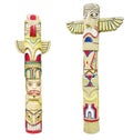 Wooden indian colorful totem pole isolated