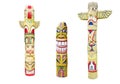 Wooden indian colorful totem pole isolated on white Royalty Free Stock Photo