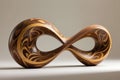 Wooden infinity sculpture with swirling inlay patterns Royalty Free Stock Photo