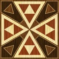 Wooden inlay, light and dark triangle patterns. Veneer textured antique geometric ornament. Wooden art decoration template. Royalty Free Stock Photo