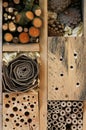 Wooden Insect House Garden Decorative Bug Hotel and Ladybird and Royalty Free Stock Photo