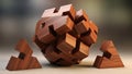 Wooden Interlocking Burr Puzzle Cube Royalty Free Stock Photo