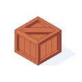 Wooden isometric box for cargo and shipping or warehoue concept. Royalty Free Stock Photo