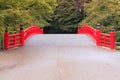 Wooden Japanese red bridge Royalty Free Stock Photo