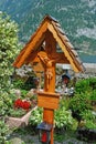 Wooden Jesus Christ on a tombstone, Gosau, Austria Royalty Free Stock Photo