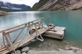 Wooden jetty in the fjord in Norway