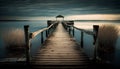 Wooden jetty on Lake Balaton in Hungary, Europe.