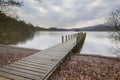 Wooden jetty in the lake district Royalty Free Stock Photo