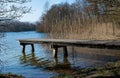 Wooden Jetty by a lake in a park in Hoofddorp The Netherlands