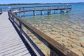 Wooden jetty over Lake clifton thrombolites Western Australia