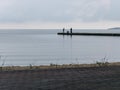 Wooden jetty by the sea, Curonian Lagoon Royalty Free Stock Photo