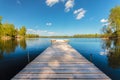 Wooden jetty on a sunny day in Sweden Royalty Free Stock Photo