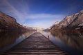 Wooden jetty in a winter morning Royalty Free Stock Photo