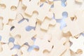 Wooden jigsaw puzzle pieces on white background Royalty Free Stock Photo