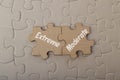 Wooden jigsaw puzzle with text EXTREME and MODERATE