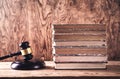 Wooden judge gavel and books on wooden desk. Law and Justice Royalty Free Stock Photo