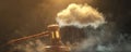 Wooden judge gavel with a cloud on a dark misty background, striking concept of cloud computing and legal issues Royalty Free Stock Photo
