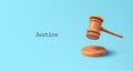 Wooden Judge Gavel 3d render vector illustration. Justice hammer sign icon concept. Law and justice concept. Royalty Free Stock Photo