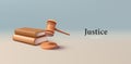 Wooden Judge Gavel 3d render vector illustration with law books. Justice hammer sign icon concept. Law and justice Royalty Free Stock Photo