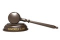 Wooden judge gavel with juvenile law word Royalty Free Stock Photo