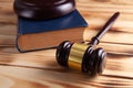 Wooden judge gavel and law books Royalty Free Stock Photo