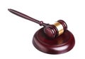 Wooden judge gavel and soundboard Royalty Free Stock Photo