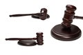 Wooden judge gavel and soundboard isolated on a white background Royalty Free Stock Photo