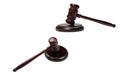 Wooden judge gavel and soundboard isolated on a white background Royalty Free Stock Photo