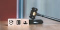 Wooden judge gavel on table ,justice in punishment of offenses and criminal verdicts ,concept of law and justice ,court Royalty Free Stock Photo