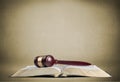 Wooden judge hammer with book. Justice and law Royalty Free Stock Photo