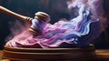A wooden judge's gavel on top of a pile of purple and blue fabric Legal regulation of novel innovative ai