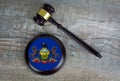 Wooden judgement or auction mallet with of Pennsylvania flag.