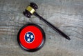 Wooden judgement or auction mallet with of Tennessee flag.