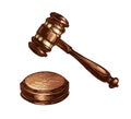 Wooden judges gavel isolated. Vector illustration Royalty Free Stock Photo