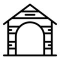 Wooden kennel icon outline vector. Dog house