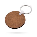 Wooden key ring isolated on white background. Key chain for your design. Clipping paths object. Circle or round shape