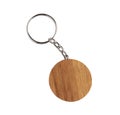Wooden keychain isolated on white, top view Royalty Free Stock Photo