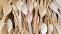 Wooden kitchen appliances, and wooden spoons. Organic tools