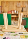 Wooden kitchen toy playset play cooking Royalty Free Stock Photo