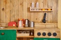 Wooden kitchen toy playset play cooking Royalty Free Stock Photo